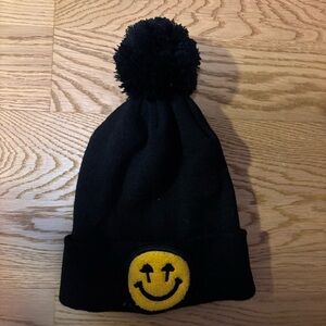 Black Smiley Face Knitted Hat